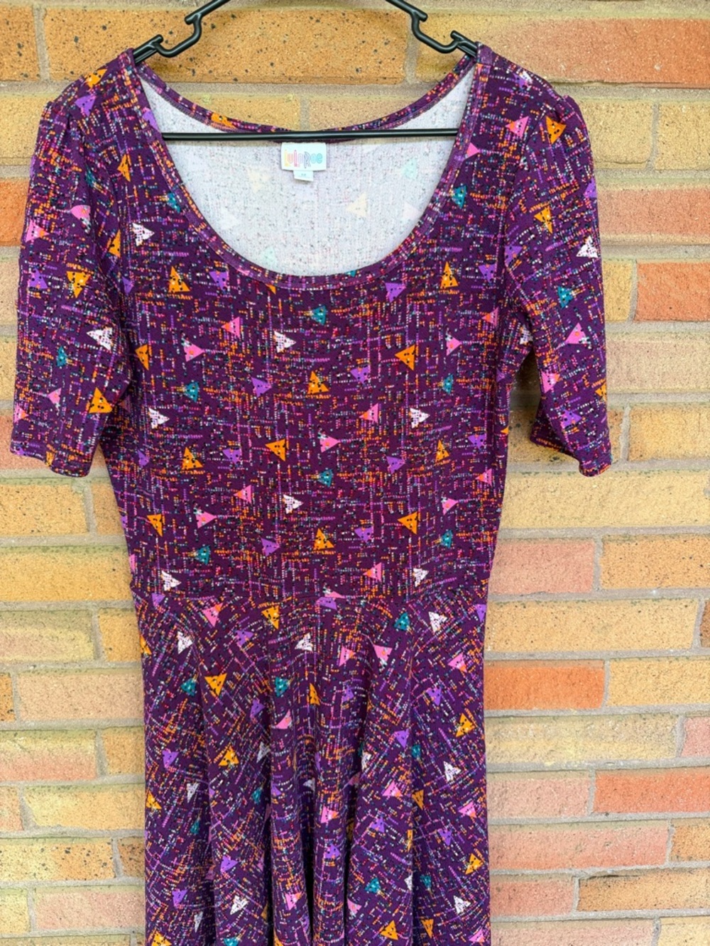Purple Geometric Scoop Neck Dress